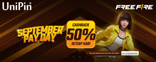 Top Up Diamonds FREE FIRE di UniPin & Nikmati Cashback 50% Sepanjang Bulan September!